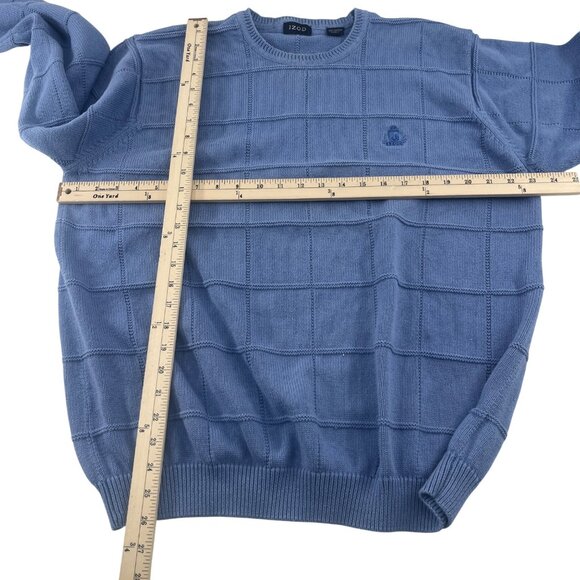 Izod Blue Cotton Men's Sweater XL Crew Neck Pullover - Picture 3 of 4